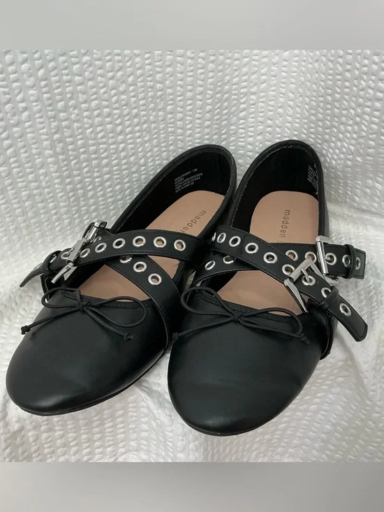 Madden Girl Black Grommet Strap Ballet Flats - Picture 2 of 6